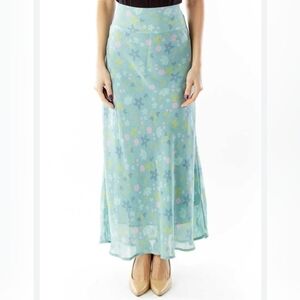Sigrid Olsen Blue Floral Spring Chiffon Lightweight Maxi Skirt Size 6 NWT